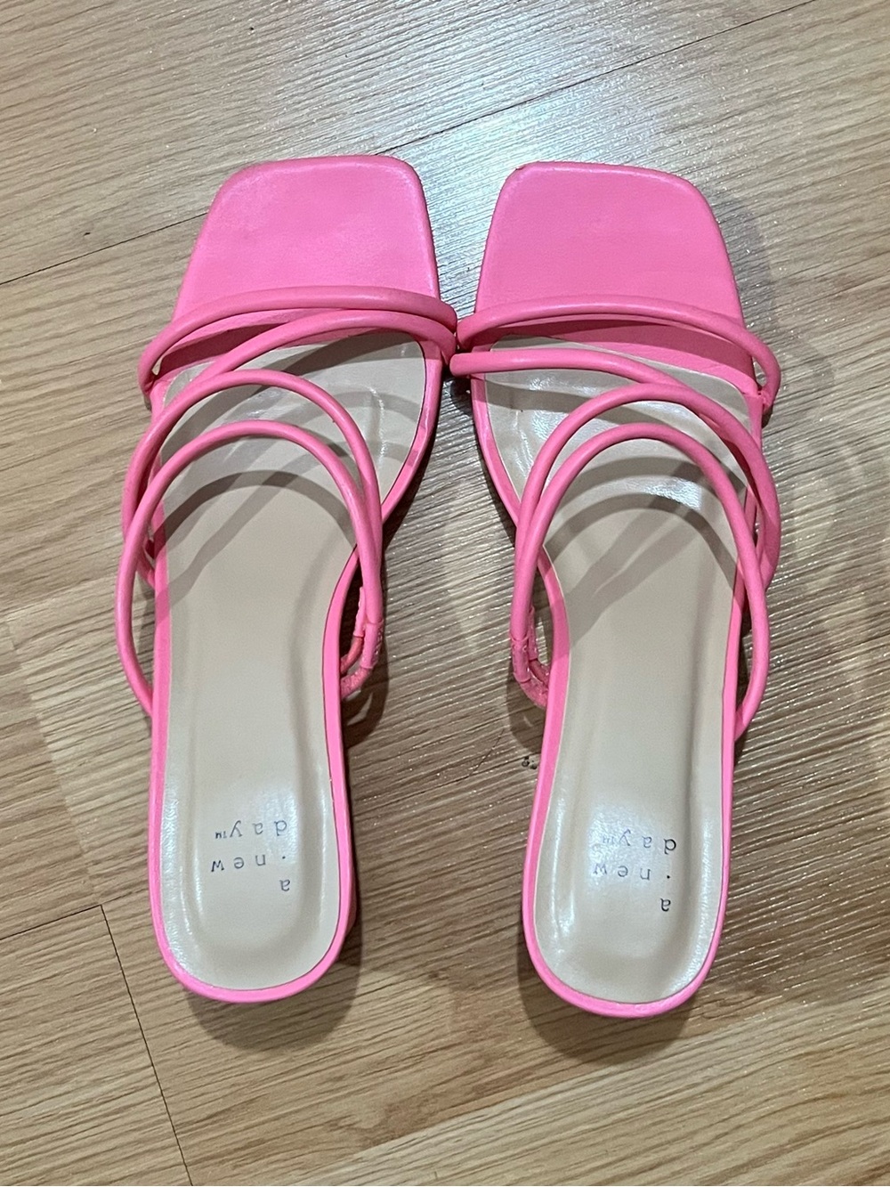 a new day Pink Strappy Square-Toe Heeled Sandals